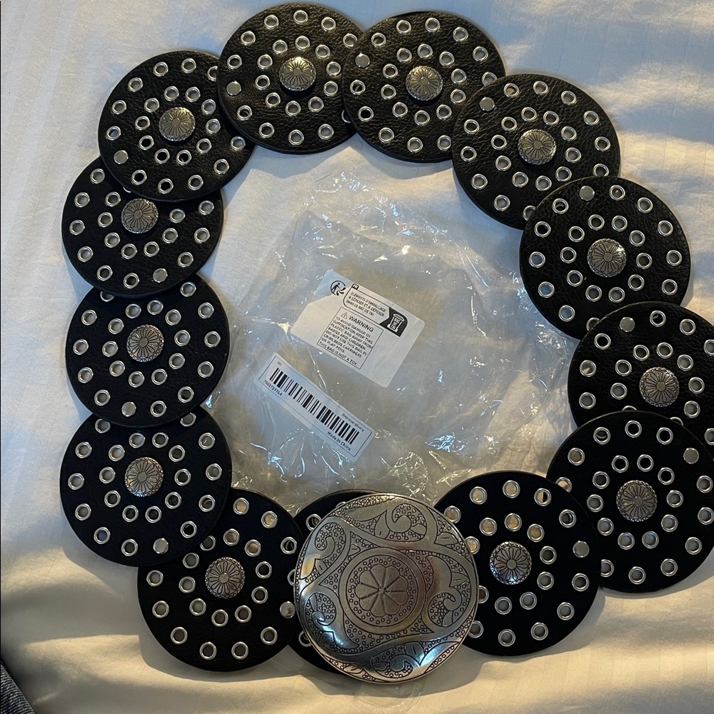 Circles Chunky Fashion Disc Belt Women's Adjustable Metal Buckle one size